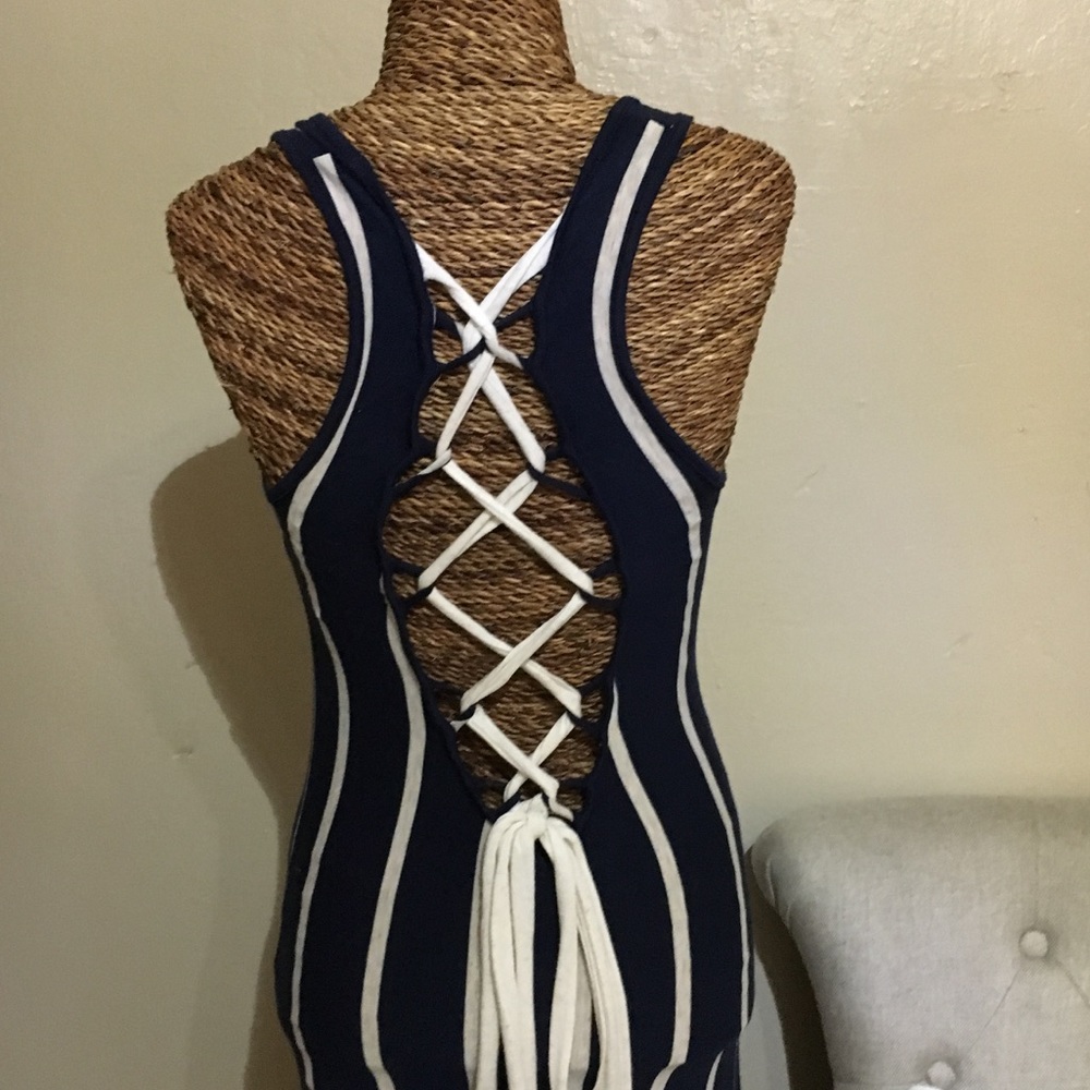 Cookies Hawaii Nautical Maxi Dress Lace up back